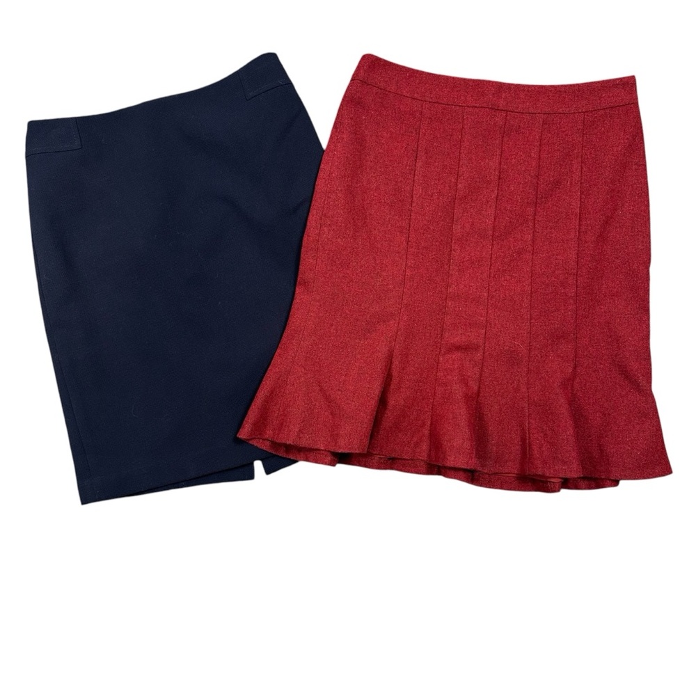 Ann Taylor Navy Blue and the Limited Red Career Pencil  Midi Skirt Bundle size 2